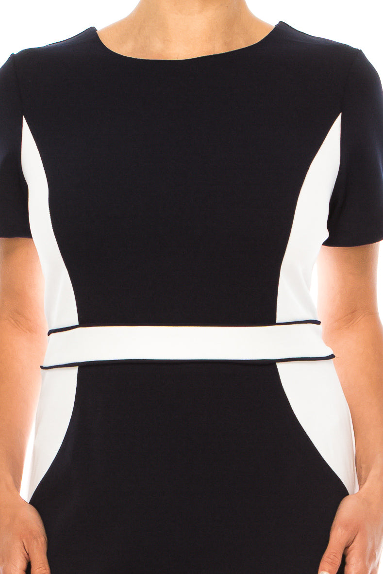 ILE Clothing Short Sleeve Contrast Shift Dress