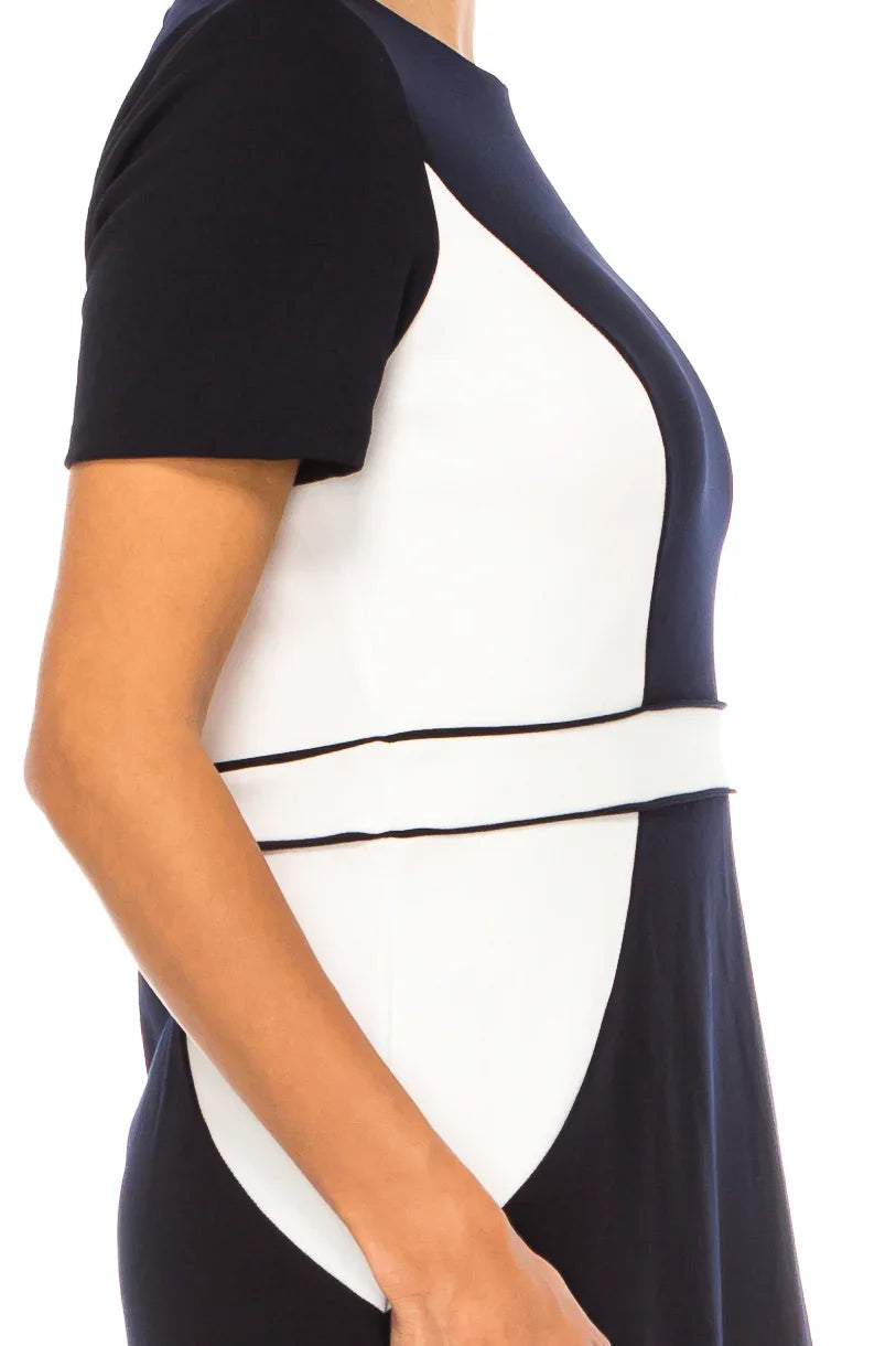 ILE Clothing Short Sleeve Contrast Shift Dress