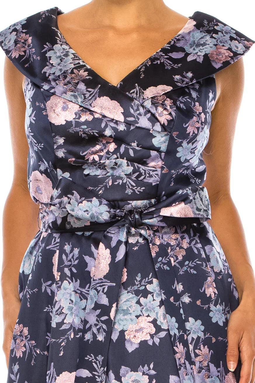 Jeanne Alexander Metallic Floral Evening Gown
