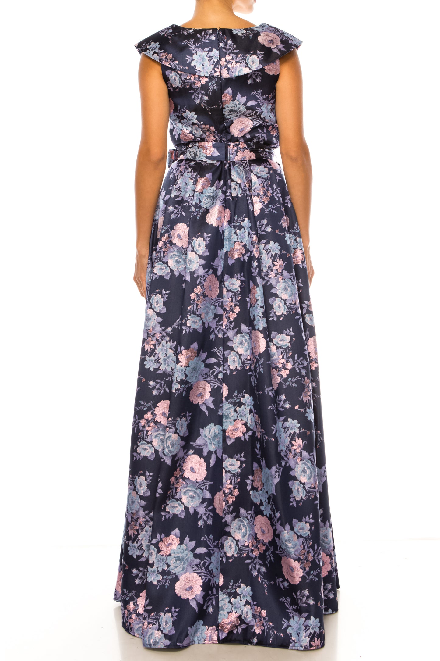 Jeanne Alexander Metallic Floral Evening Gown