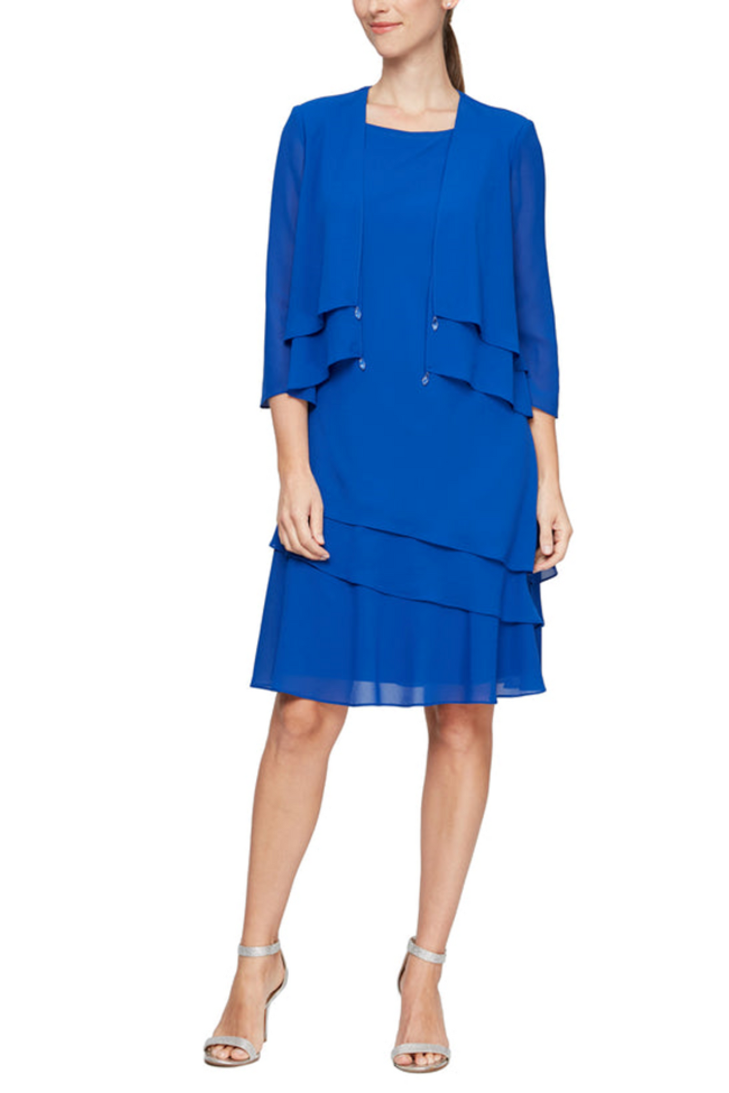 Jeanne Alexander 3/4 Tiered Sleeve Jacket Dress