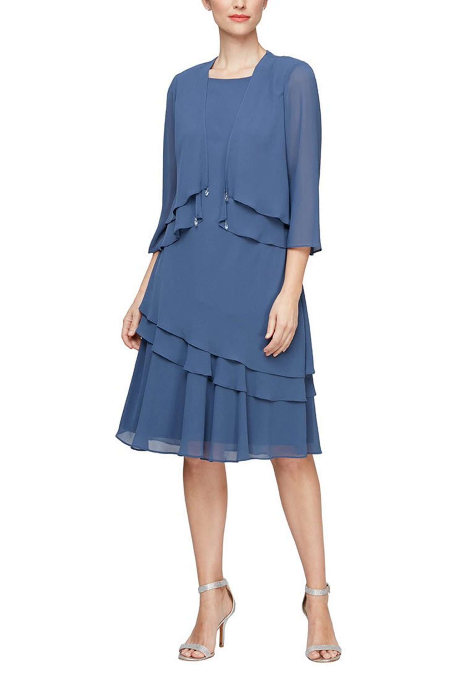 Jeanne Alexander 3/4 Tiered Sleeve Jacket Dress