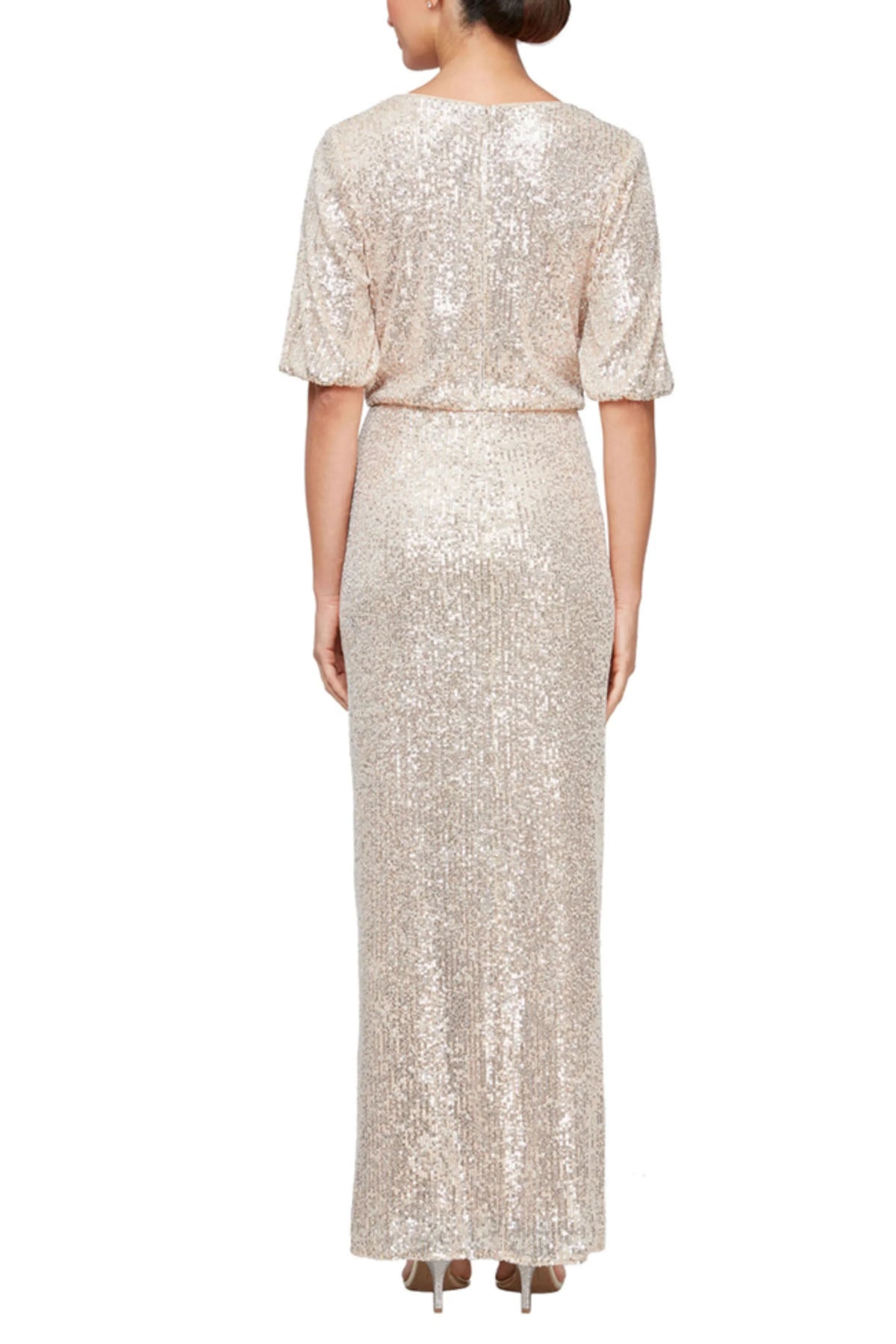 Jeanne Alexander V-Neck Long Sequined Dress