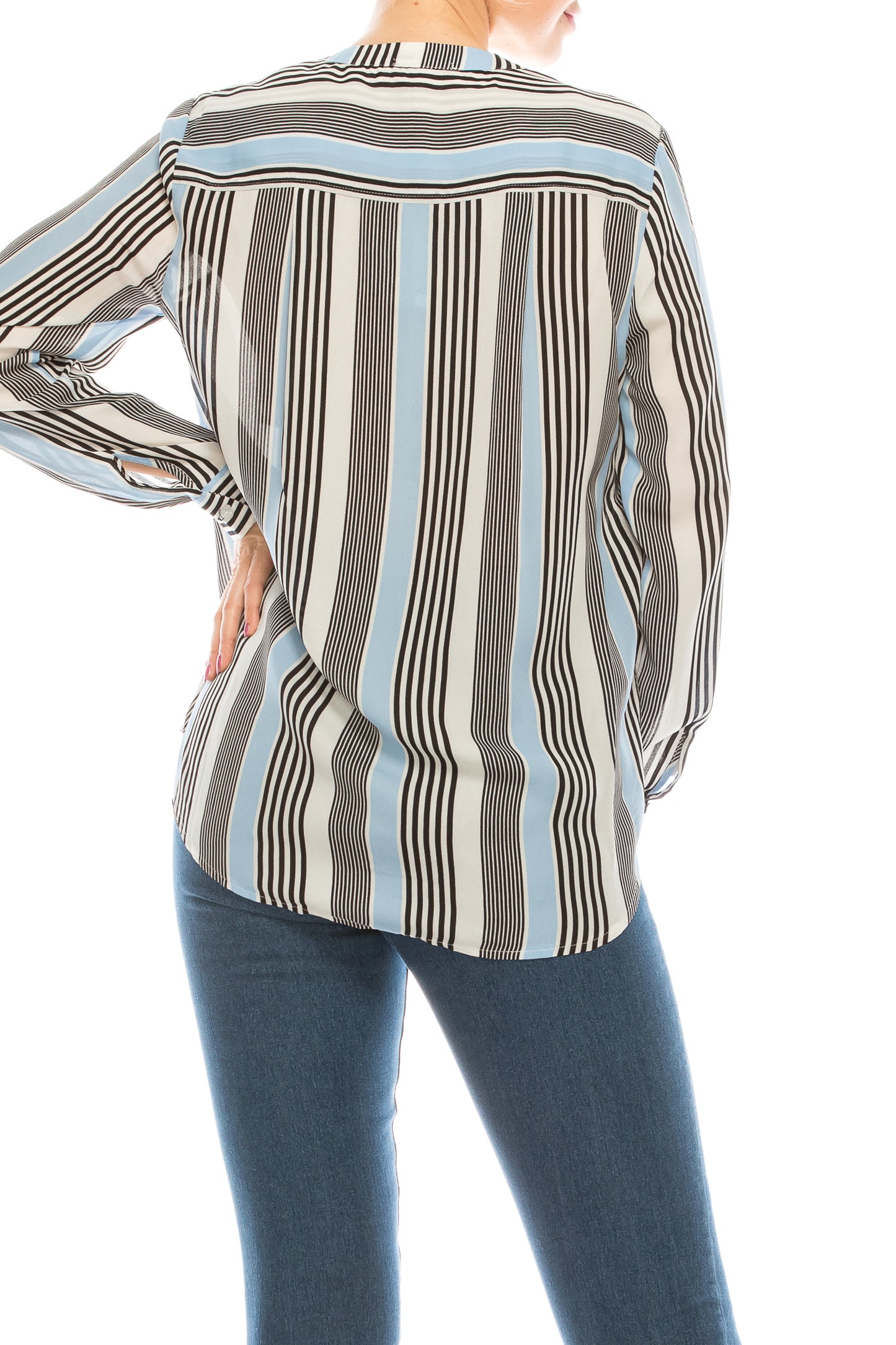 Jessica Rose Striped Button-Down Long Sleeve Top