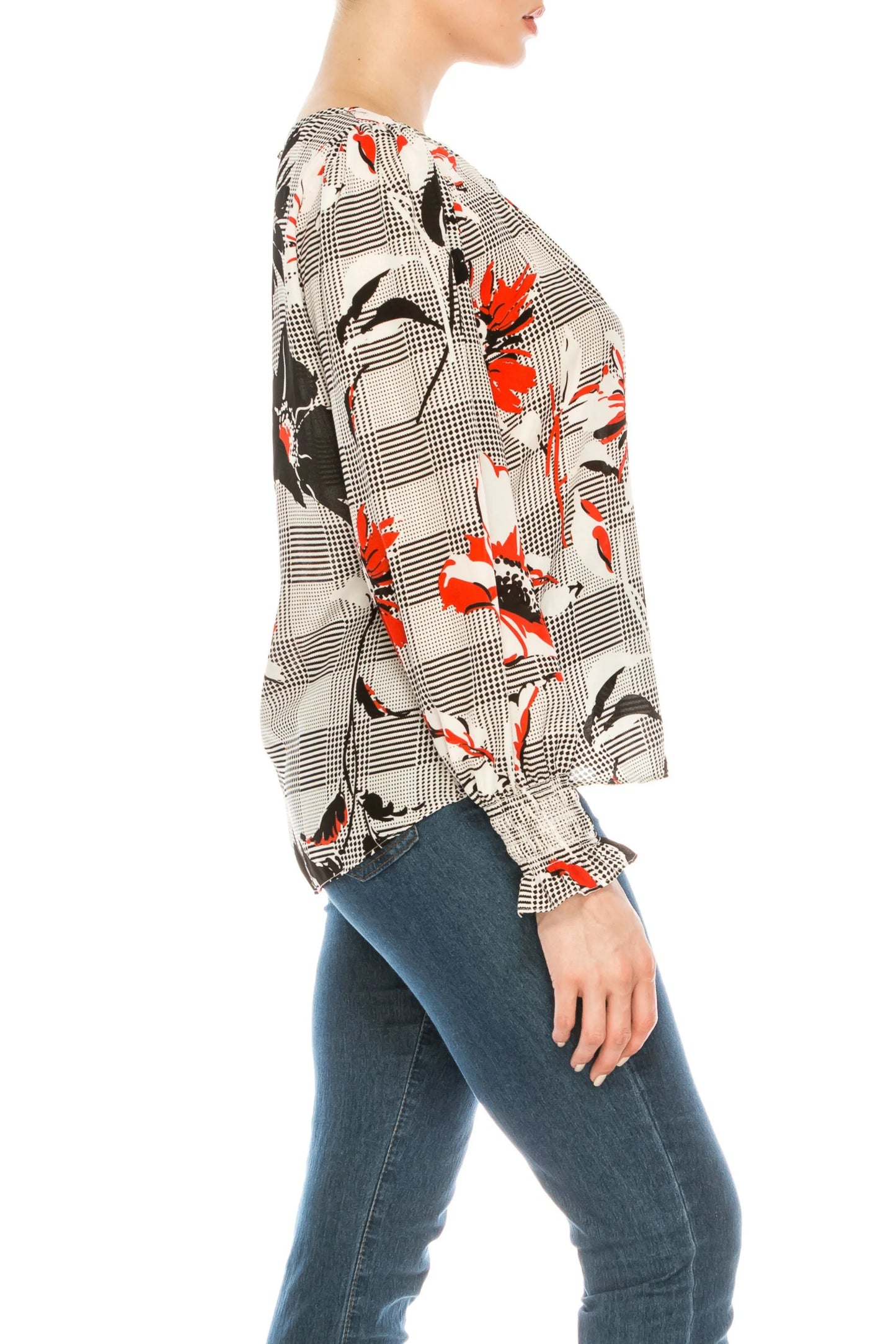 Jessica Rose Long Bishop Sleeve Printed Top