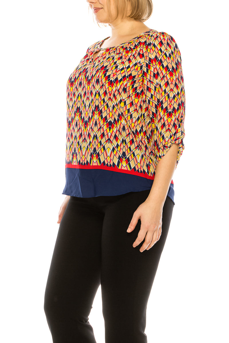 Jessica Rose 3/4 Sleeve Shift Printed Top
