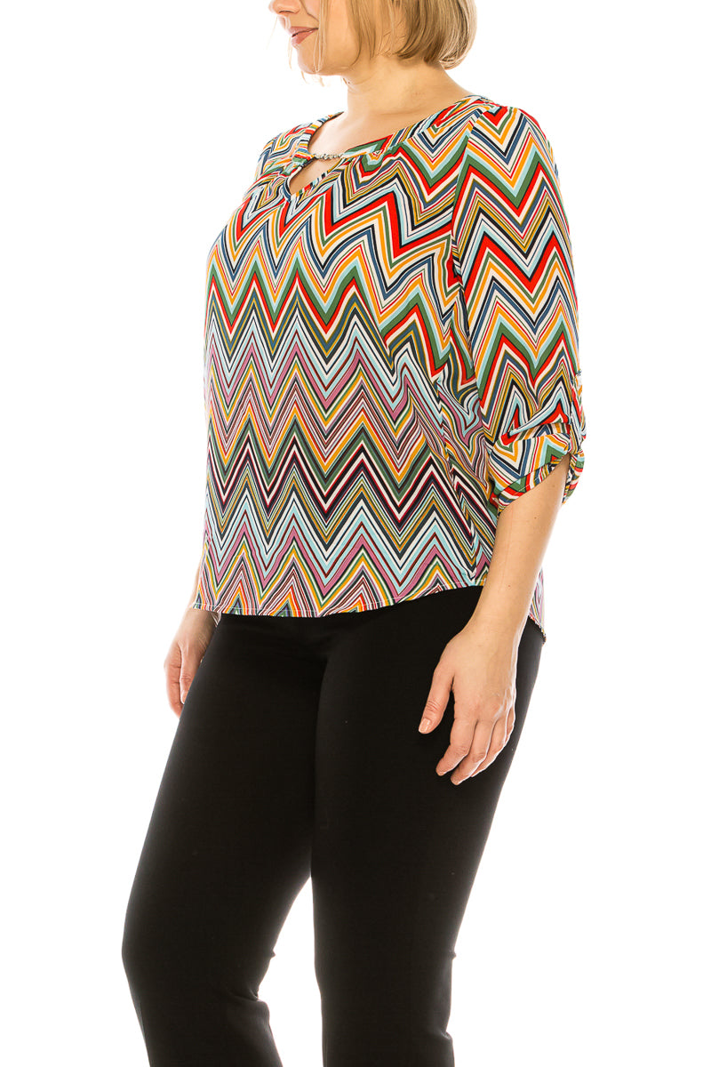 Jessica Rose 3/4 Sleeve Shift Printed Top