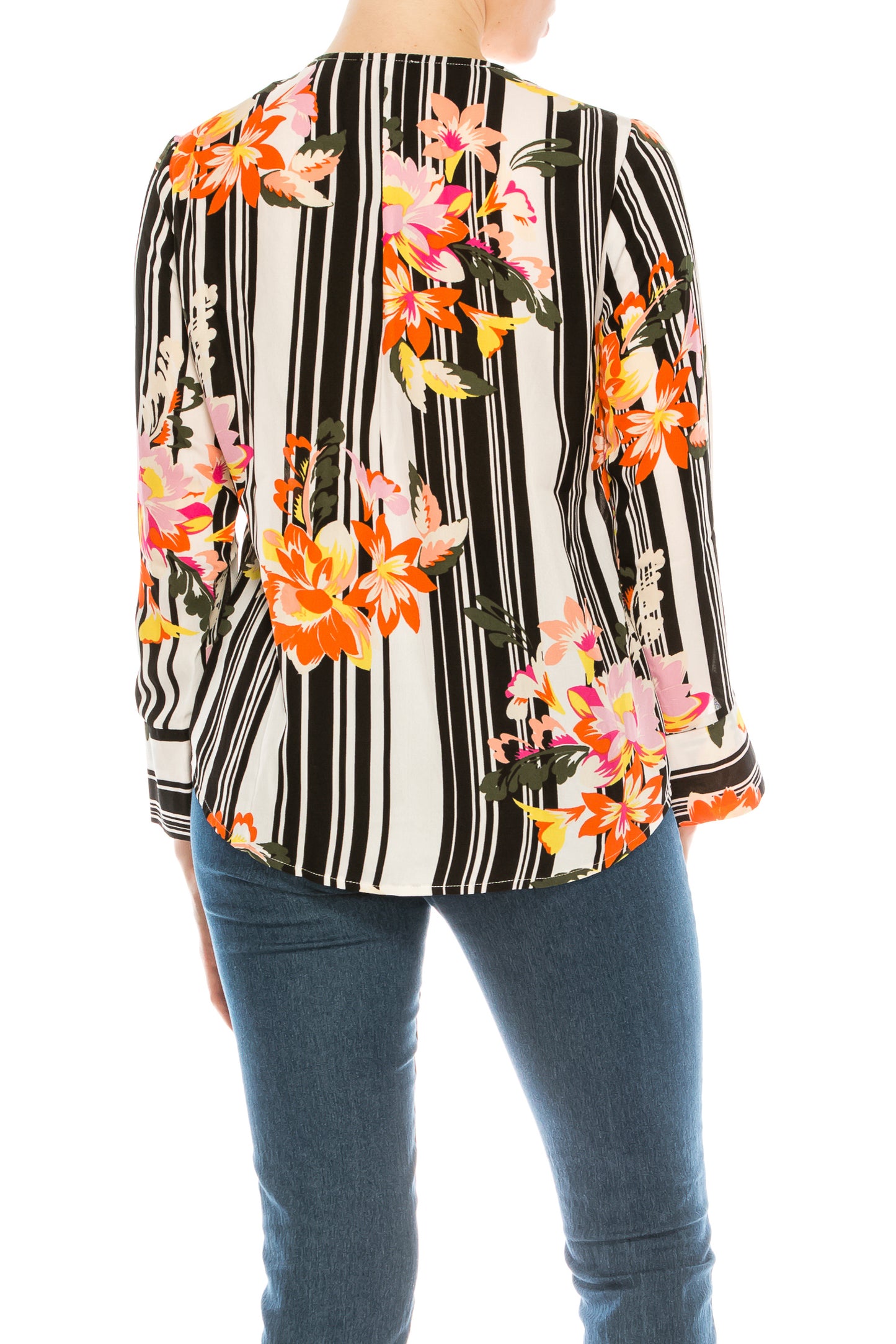 Jessica Rose Colorful Surplice Striped Top