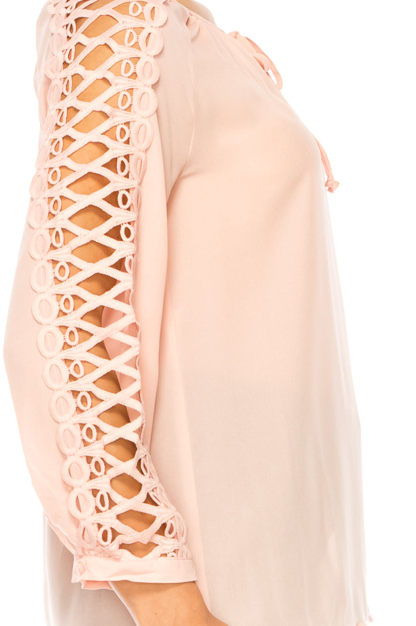 Jessica Rose Long Embroidered Sleeve Top