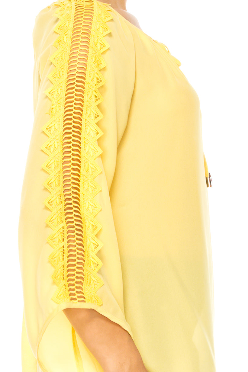 Jessica Rose 3/4 Decorative Lace Sleeve Top