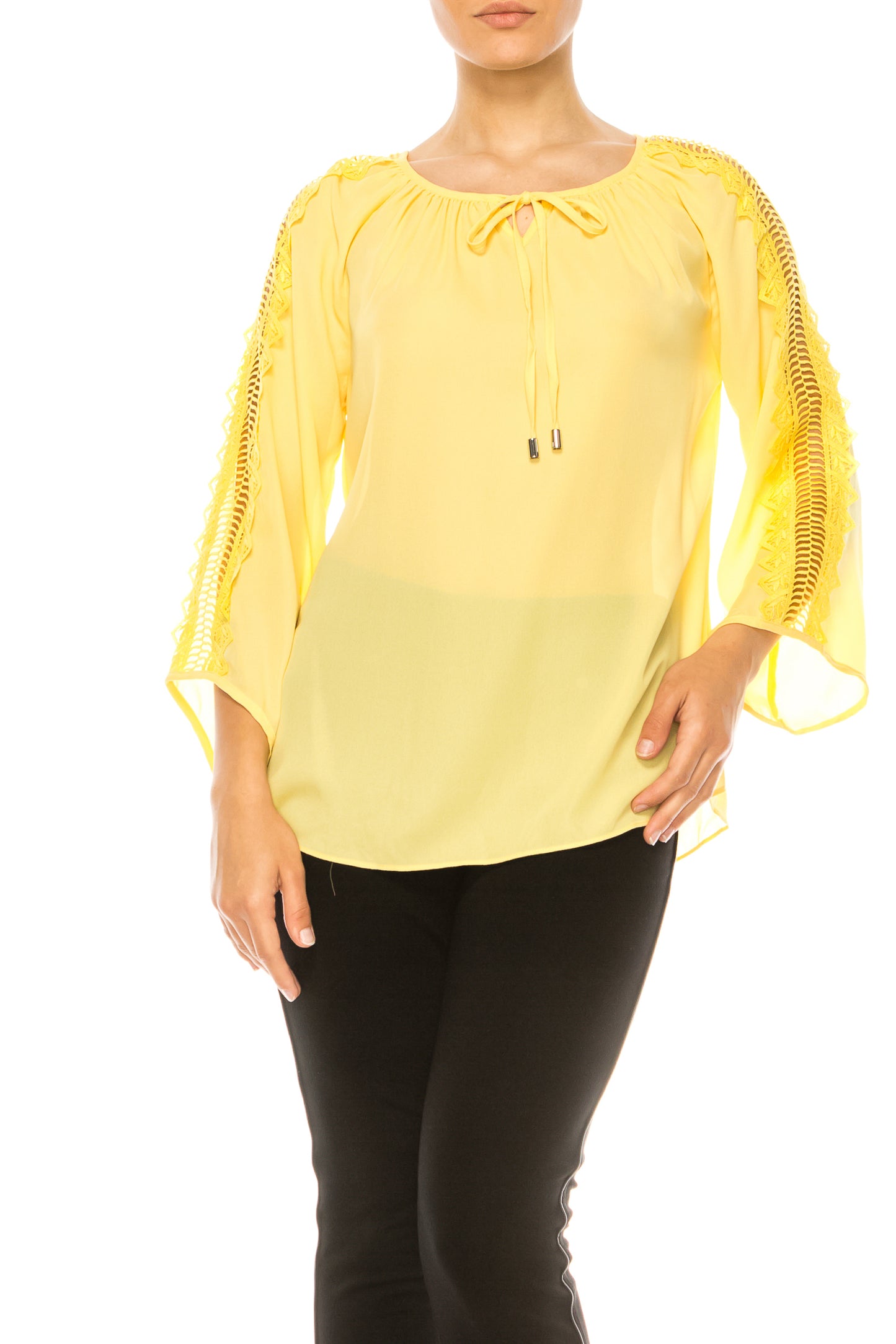 Jessica Rose 3/4 Decorative Lace Sleeve Top