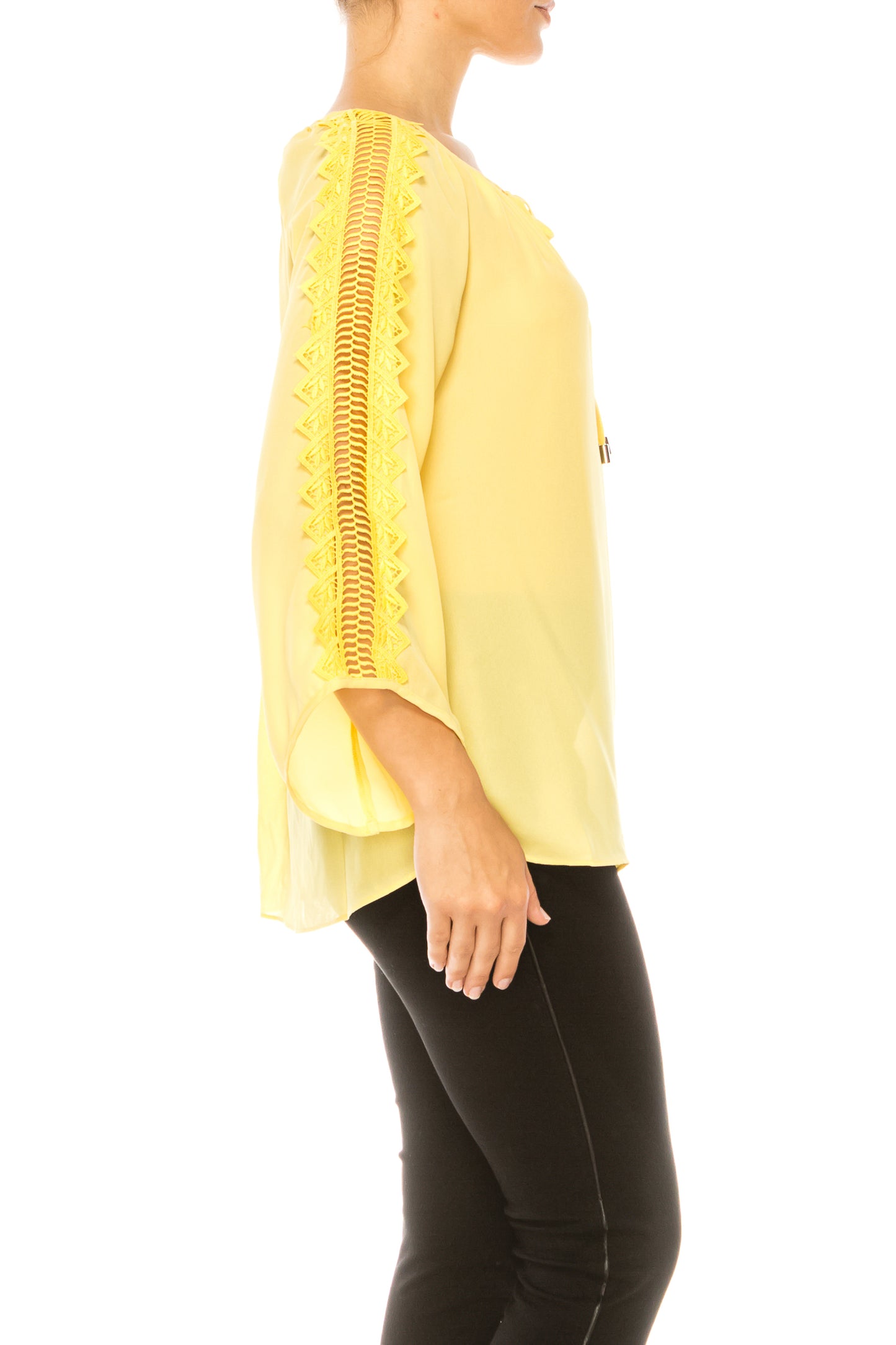 Jessica Rose 3/4 Decorative Lace Sleeve Top