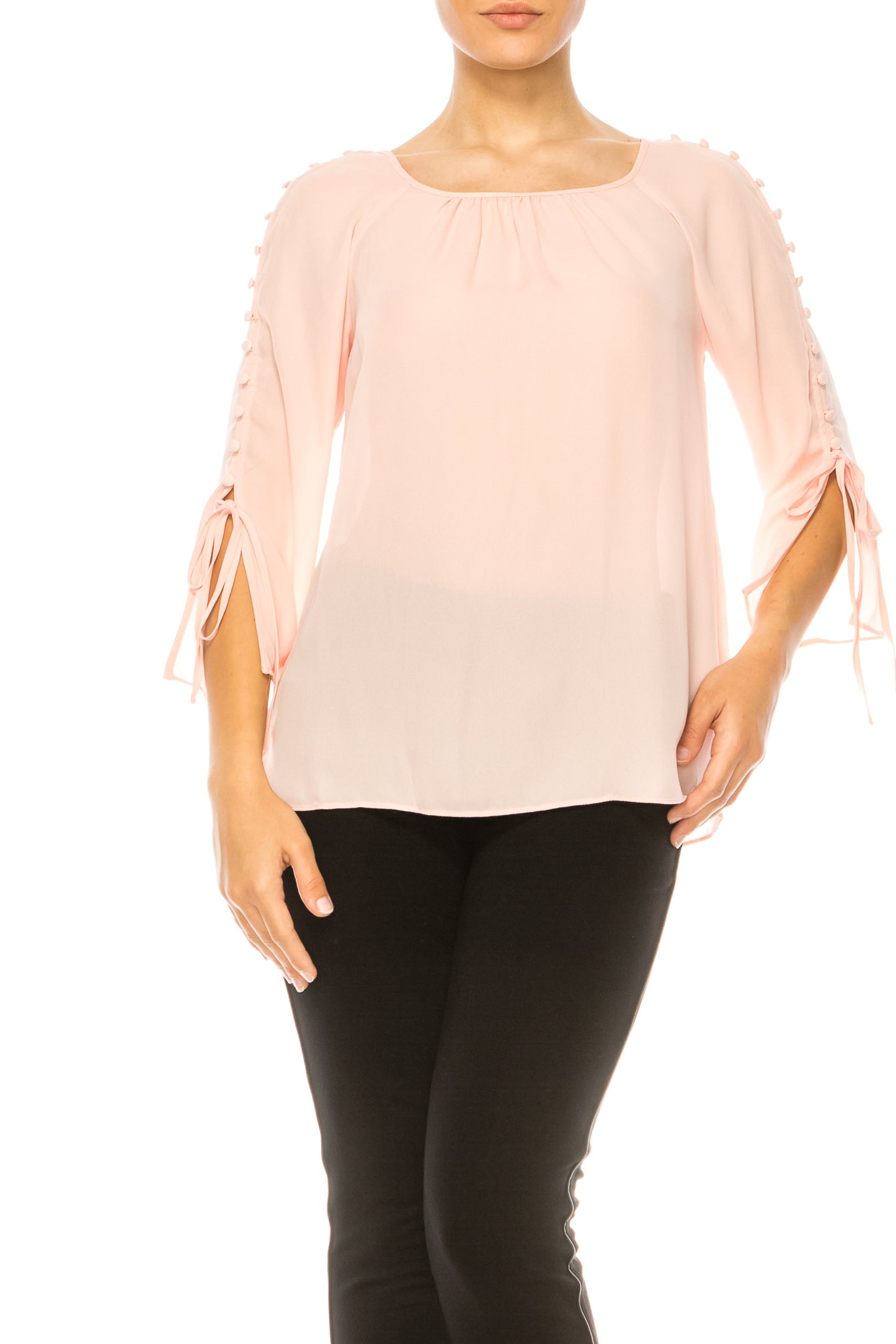 Jessica Rose Fabric Button-Loop 3/4 Sleeve Blouse