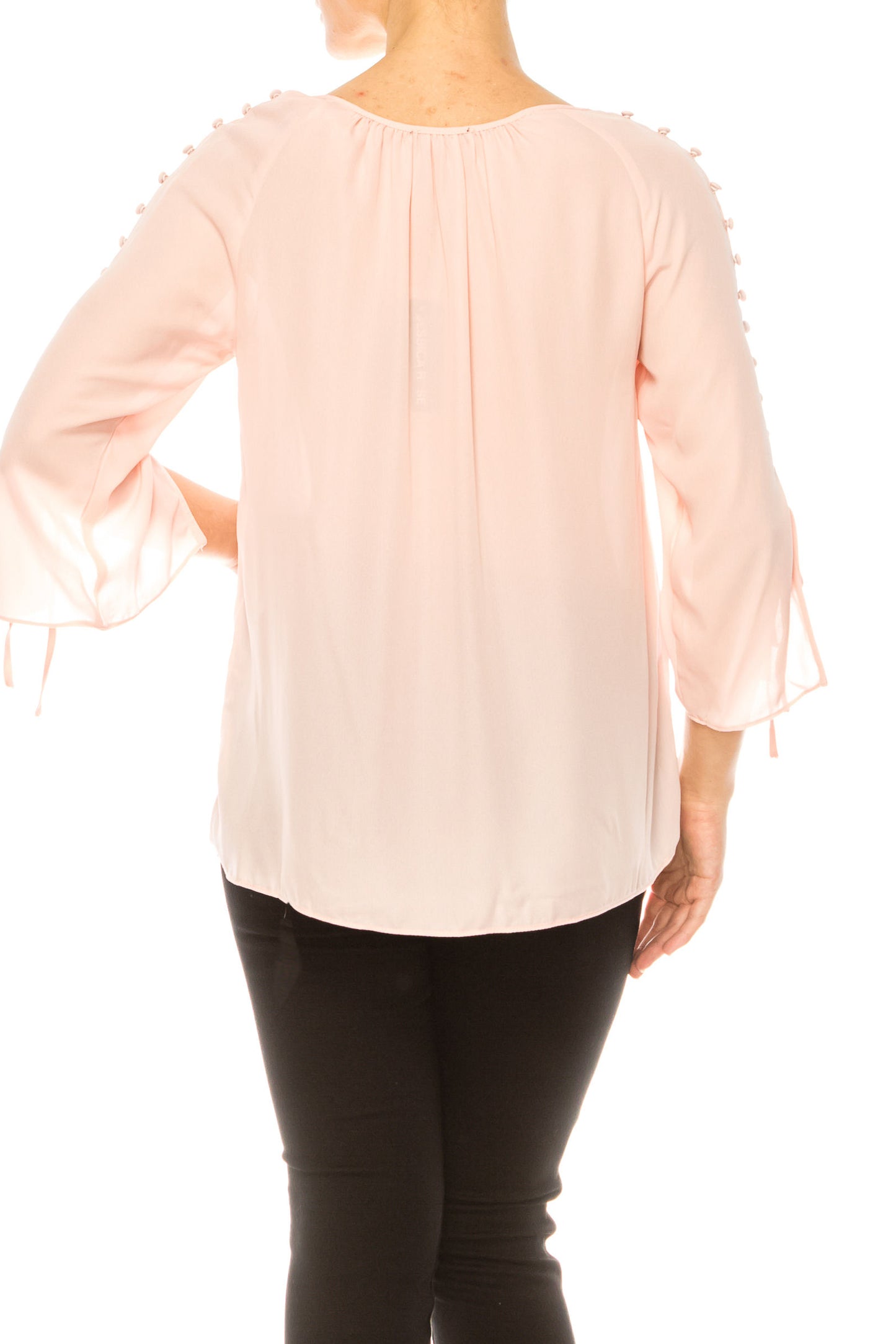 Jessica Rose Fabric Button-Loop 3/4 Sleeve Blouse
