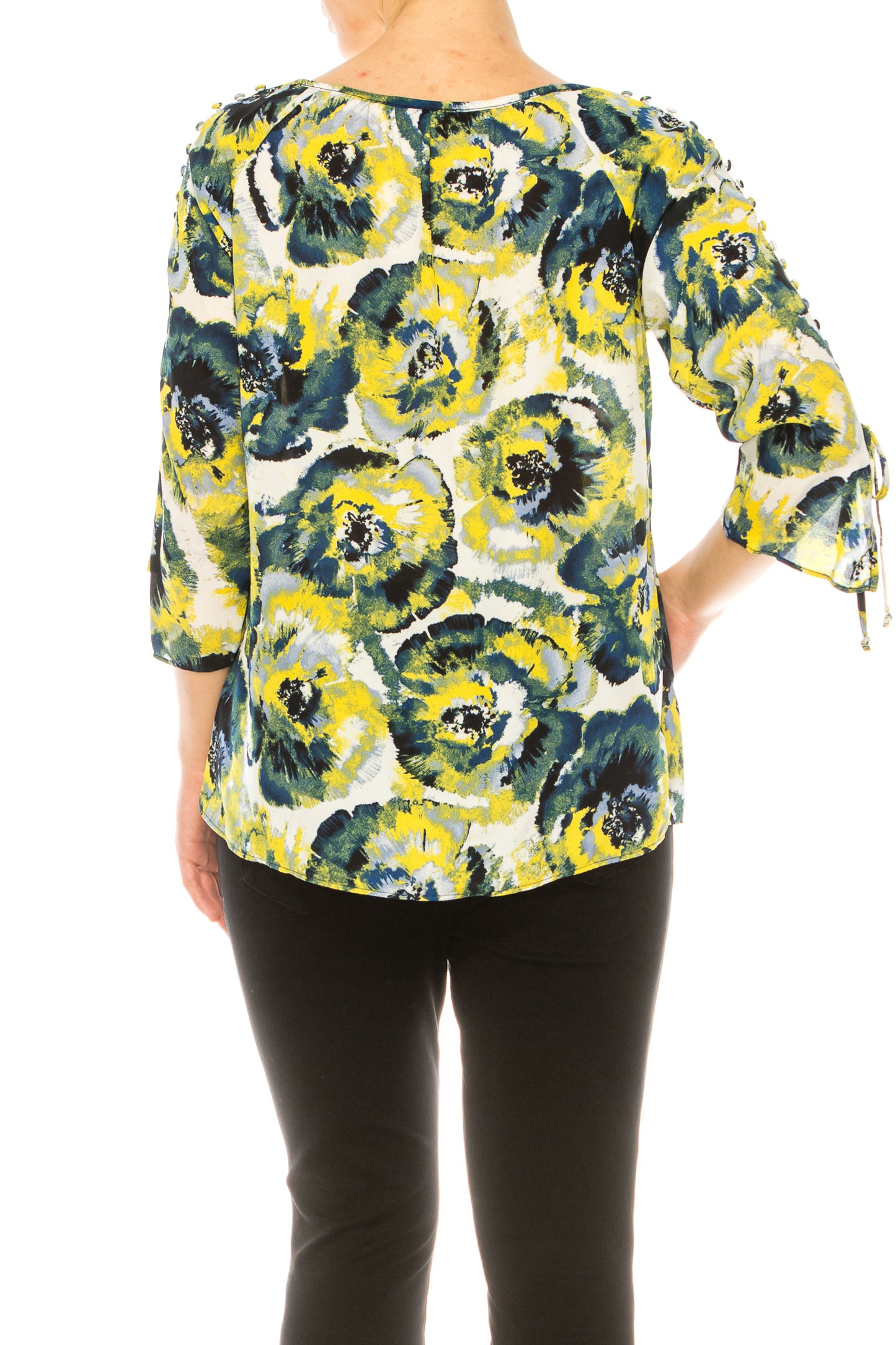 Jessica Rose Fabric Button-Loop 3/4 Sleeve Blouse