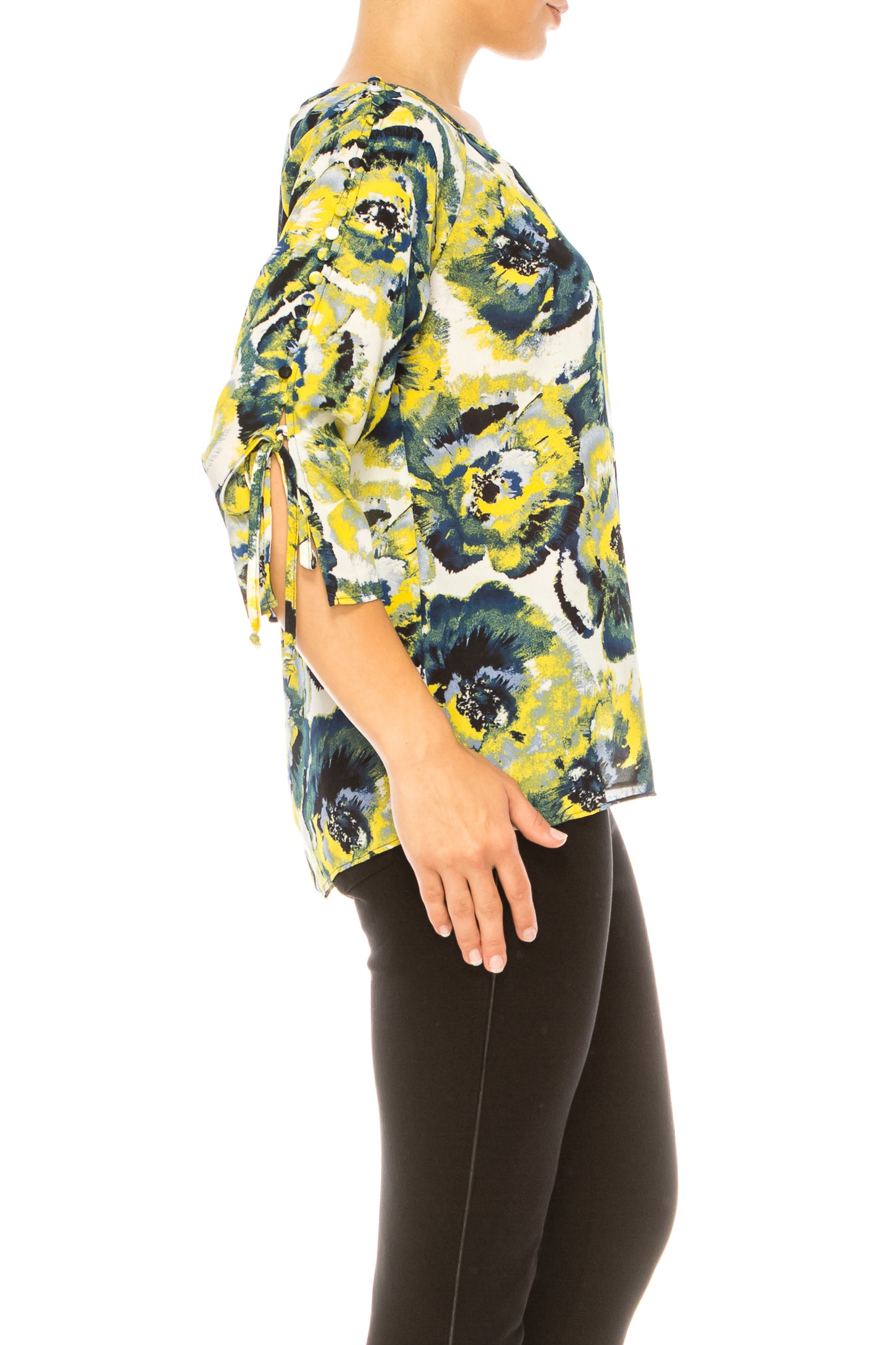 Jessica Rose Fabric Button-Loop 3/4 Sleeve Blouse