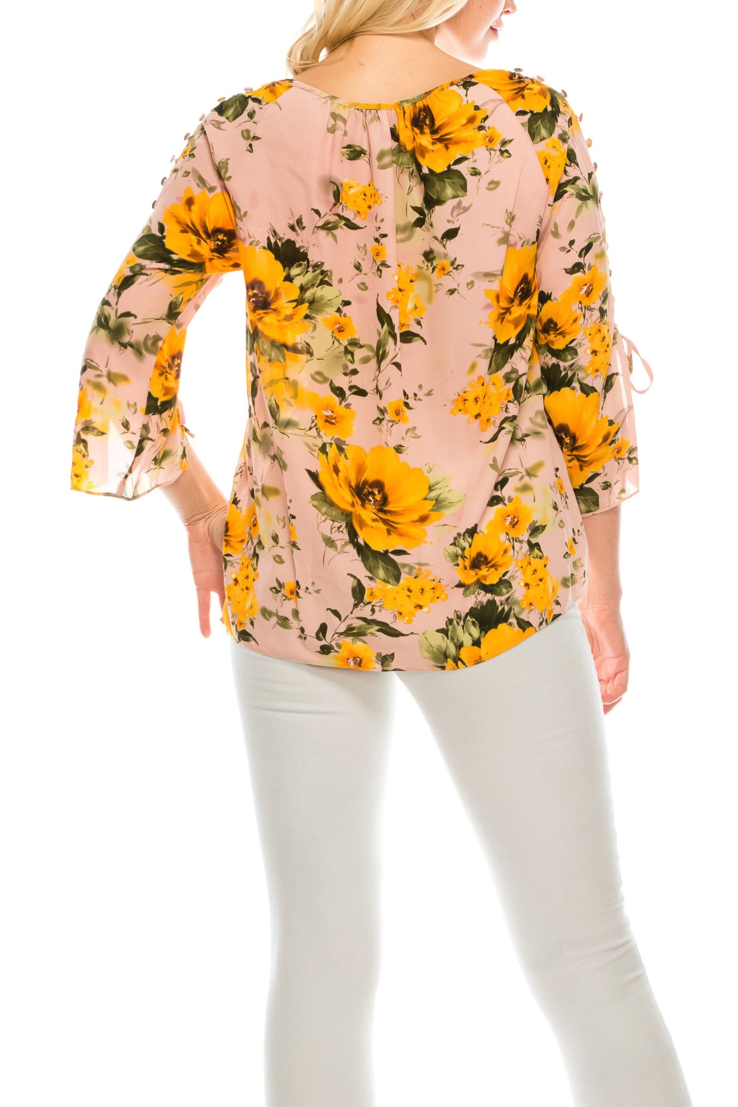 Jessica Rose Fabric Button-Loop 3/4 Sleeve Blouse