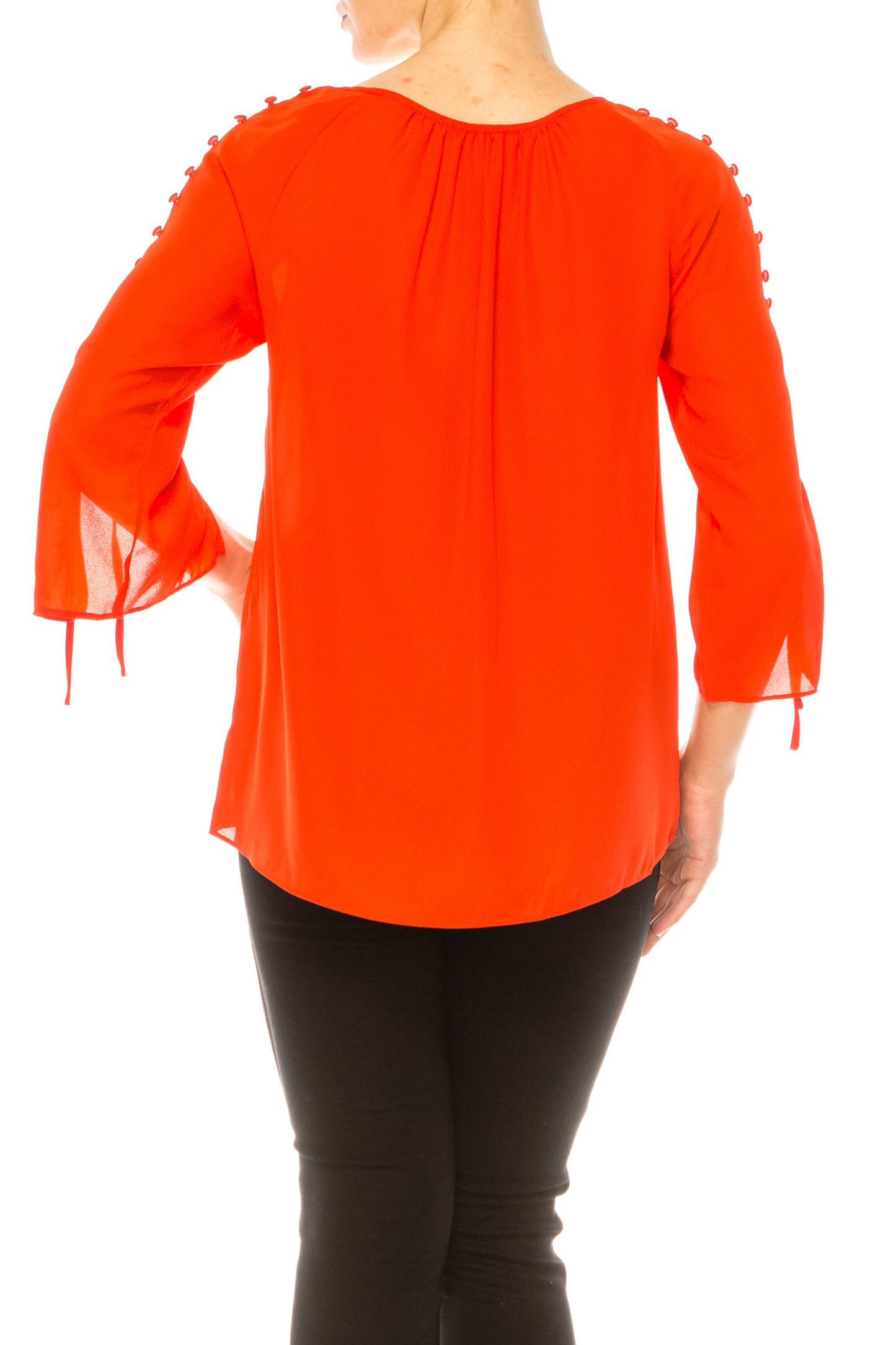 Jessica Rose Fabric Button-Loop 3/4 Sleeve Blouse