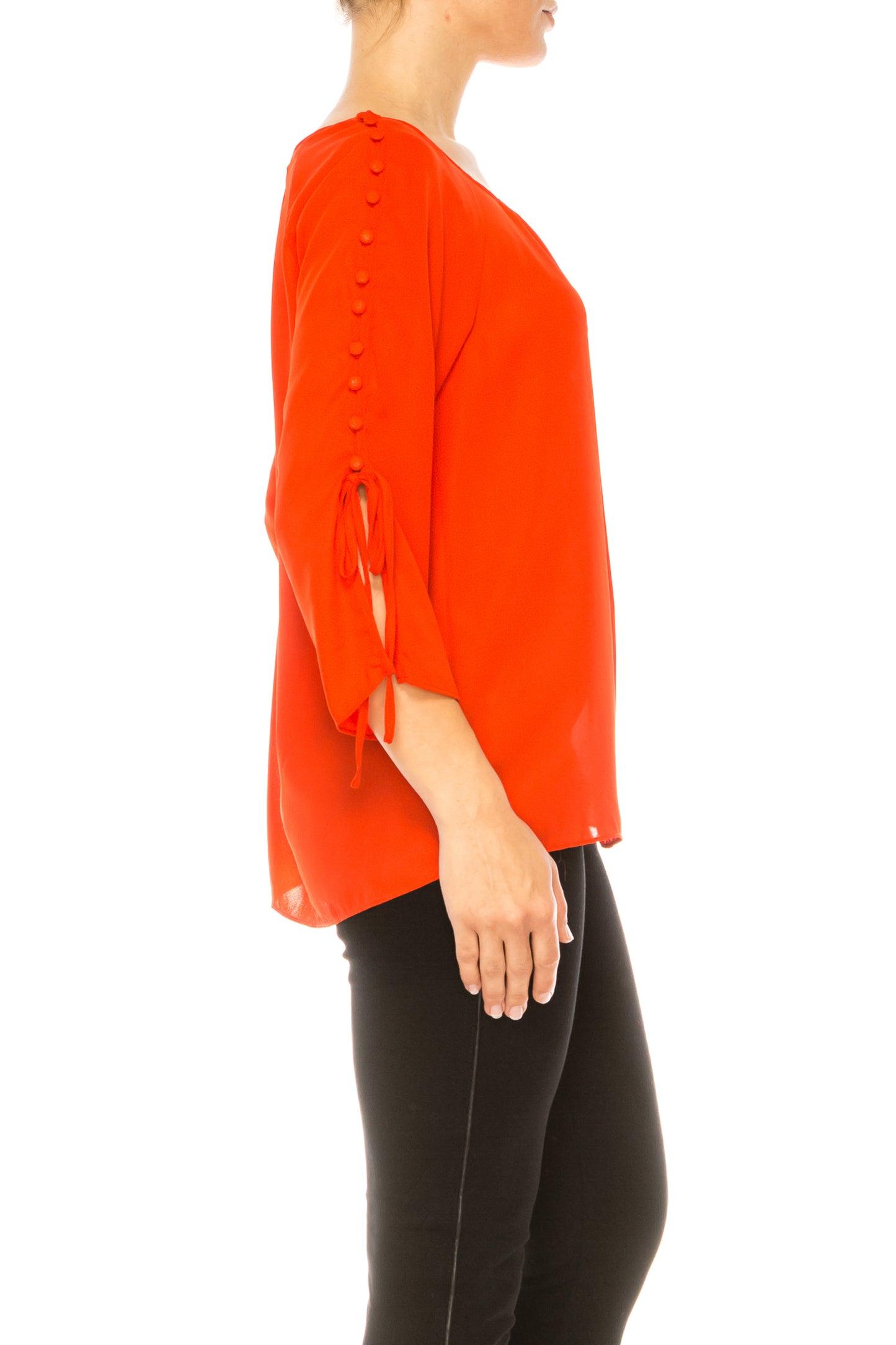 Jessica Rose Fabric Button-Loop 3/4 Sleeve Blouse