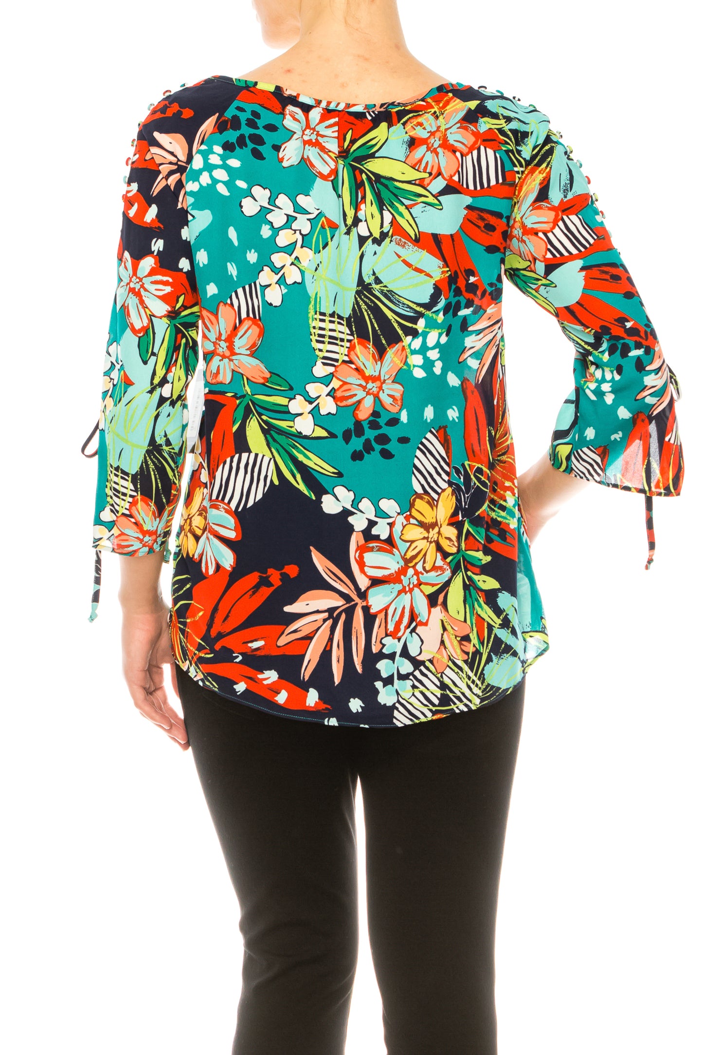 Jessica Rose Fabric Button-Loop 3/4 Sleeve Blouse