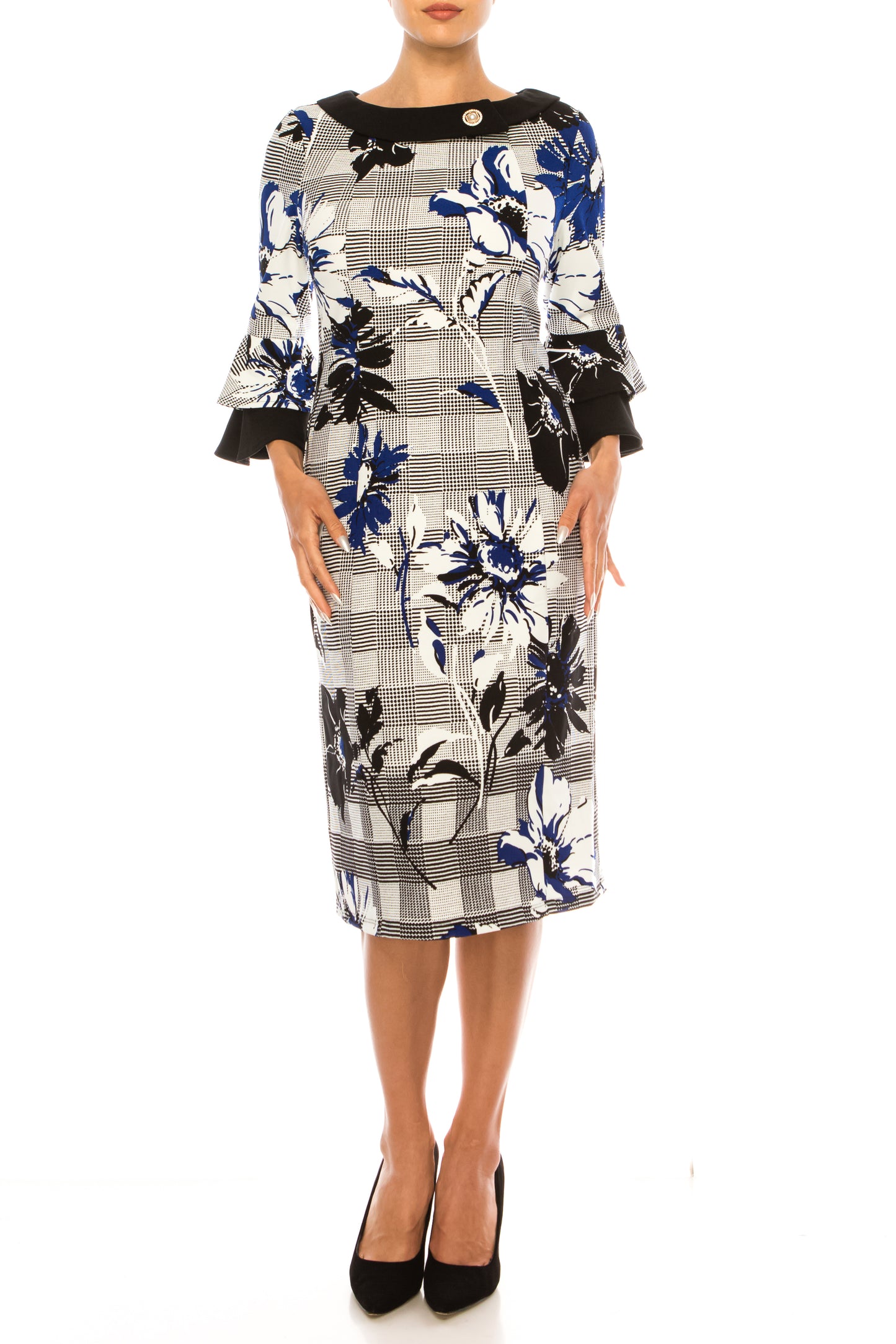 Jessica Rose Layered Bell Sleeve Sheath Dress