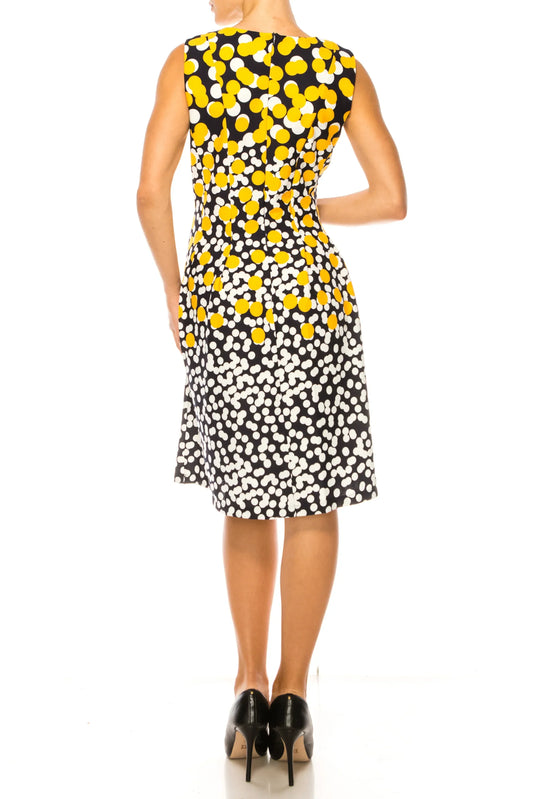 Jessica Rose Sleeveless Dotted Print A-Line Dress
