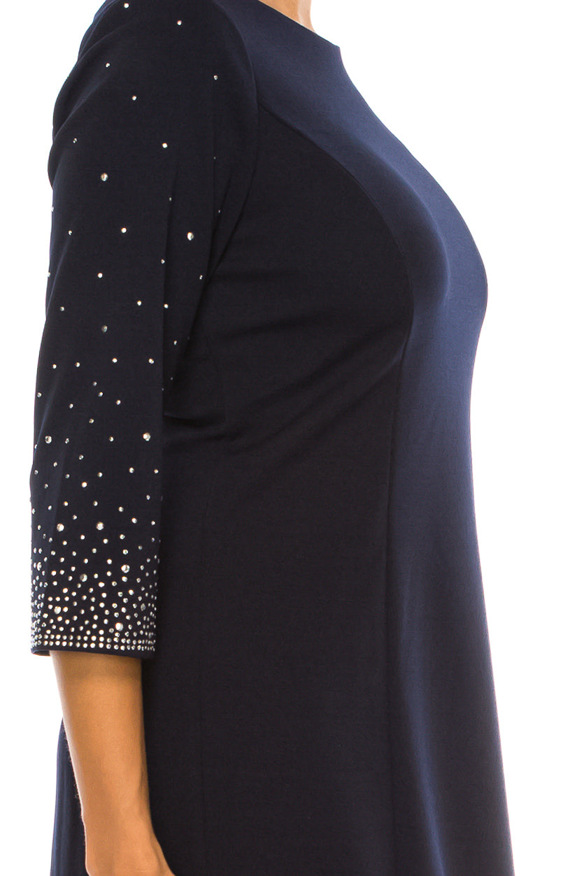 Jessica Rose 3/4 Embellished Sleeve Sheath Dress