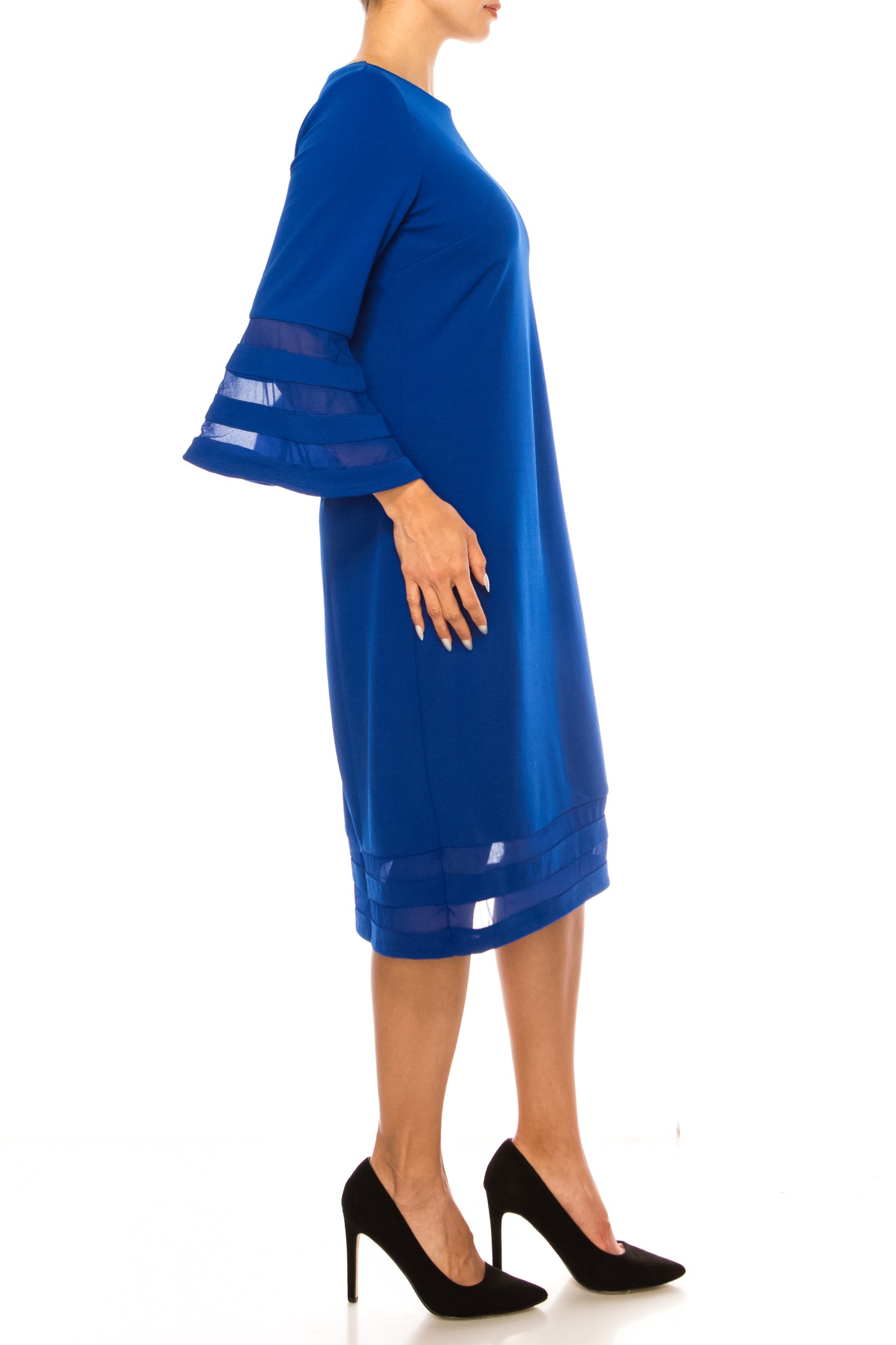 Jessica Rose Sheer Strap Bell Sleeve Sheath Dress