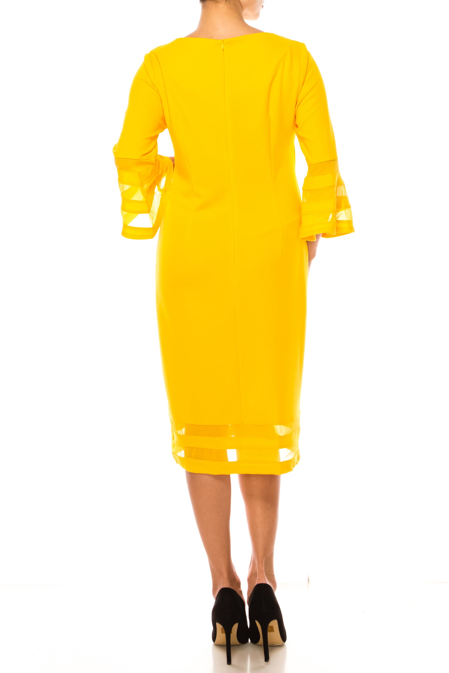 Jessica Rose Sheer Strap Bell Sleeve Sheath Dress