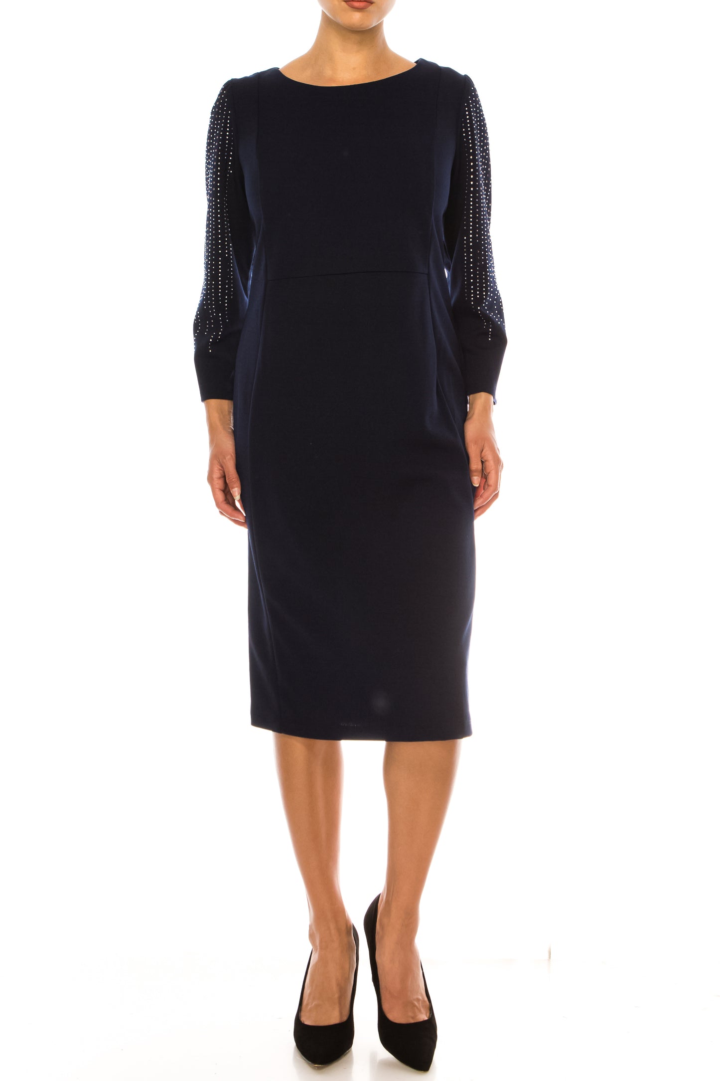 Jessica Rose 3/4 Rhinestone Sleeve Sheath Dress