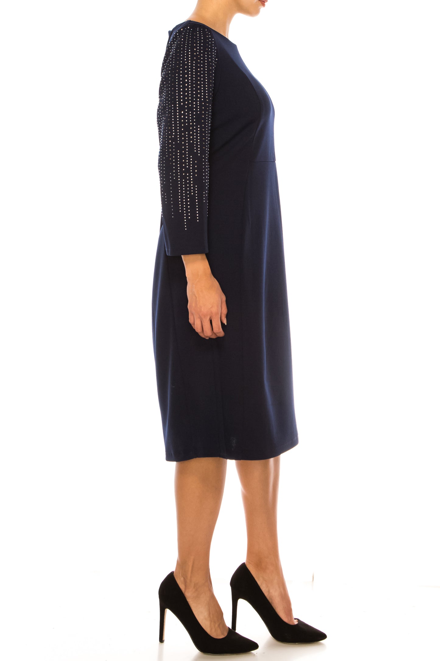 Jessica Rose 3/4 Rhinestone Sleeve Sheath Dress