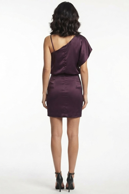 Jessica Simpson Asymmetric One-Shoulder Satin Mini Dress