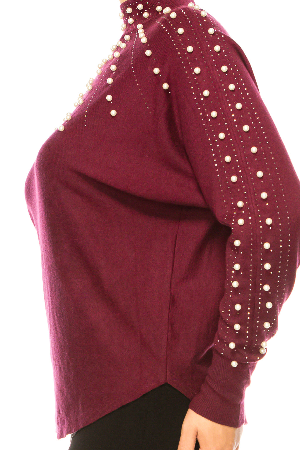 Liv Long Sleeve Embellished Mock Neck Sweater
