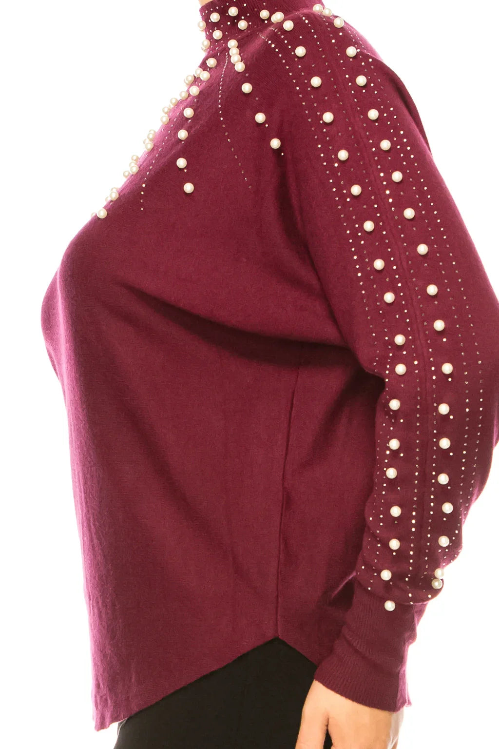 Liv Long Sleeve Embellished Mock Neck Sweater