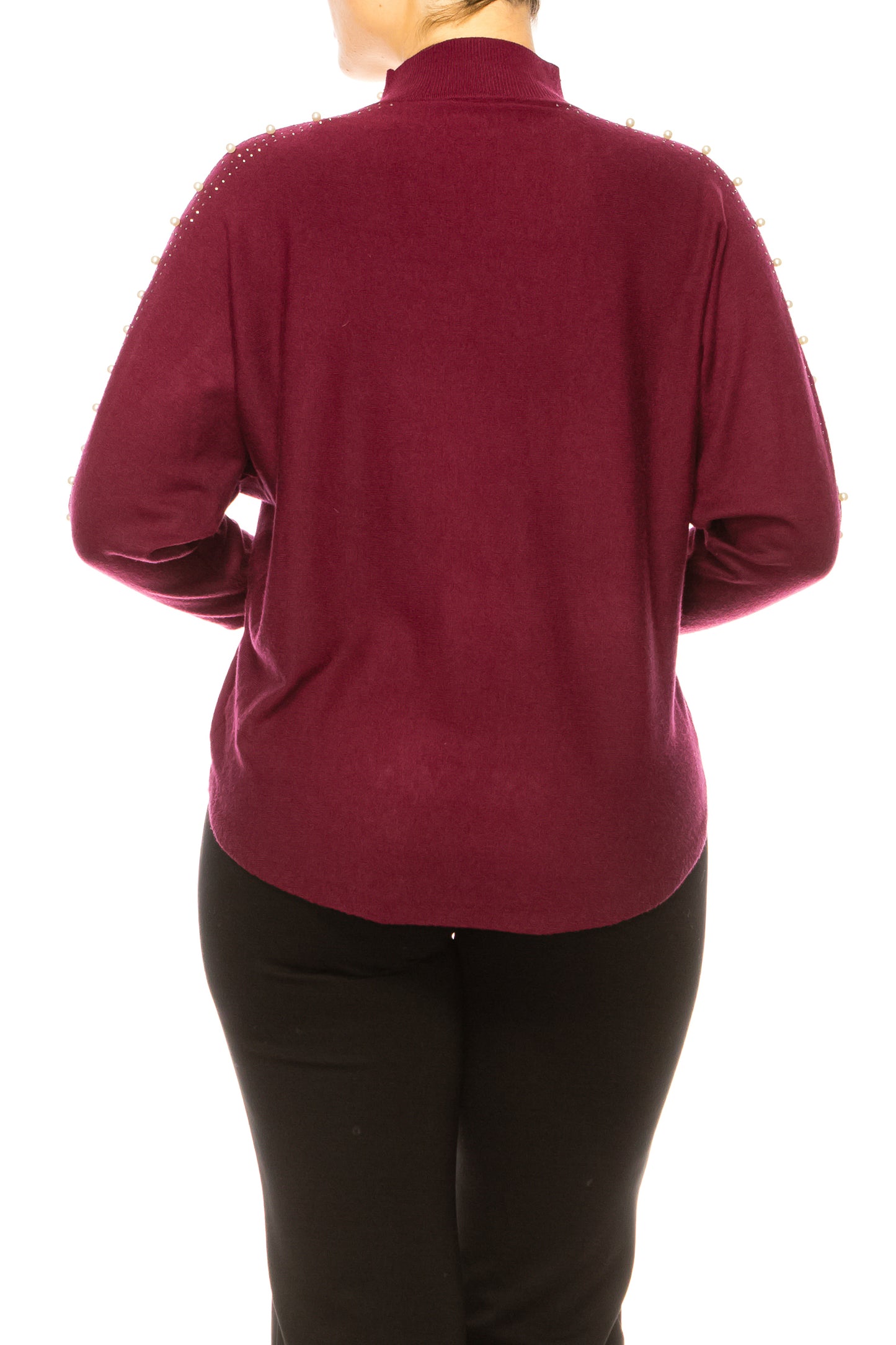 Liv Long Sleeve Embellished Mock Neck Sweater