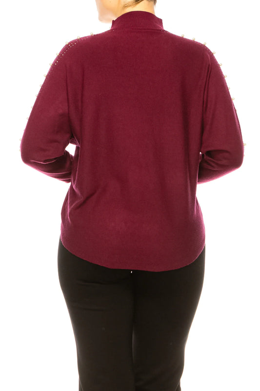 Liv Long Sleeve Embellished Mock Neck Sweater