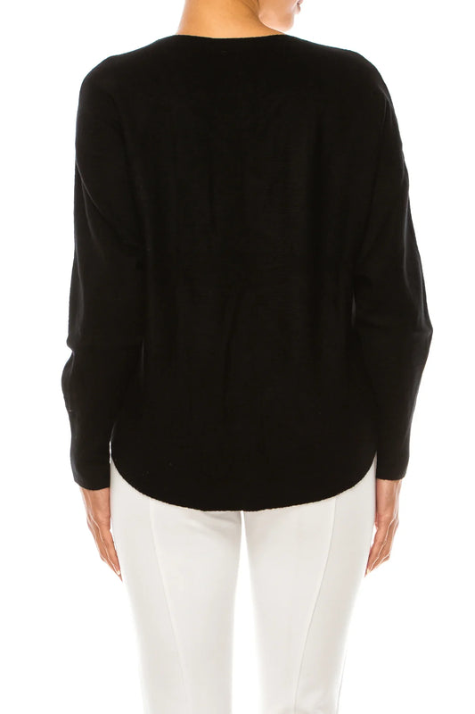 Liv Embellished Hearts V-Neck Pullover Sweater