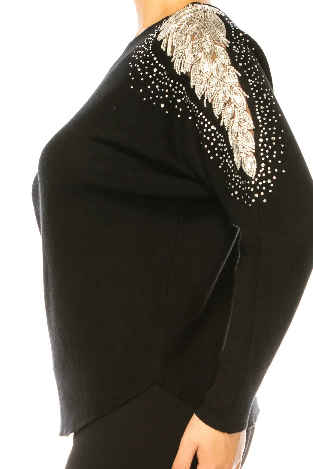 Liv Beaded Detail Long Sleeve Pullover Sweater