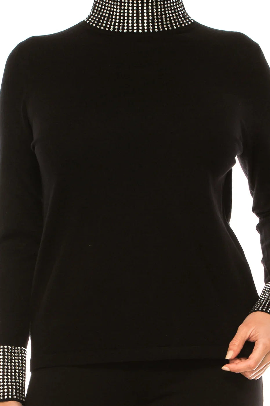Liv Long Sleeve Rhinestone Turtleneck Sweater