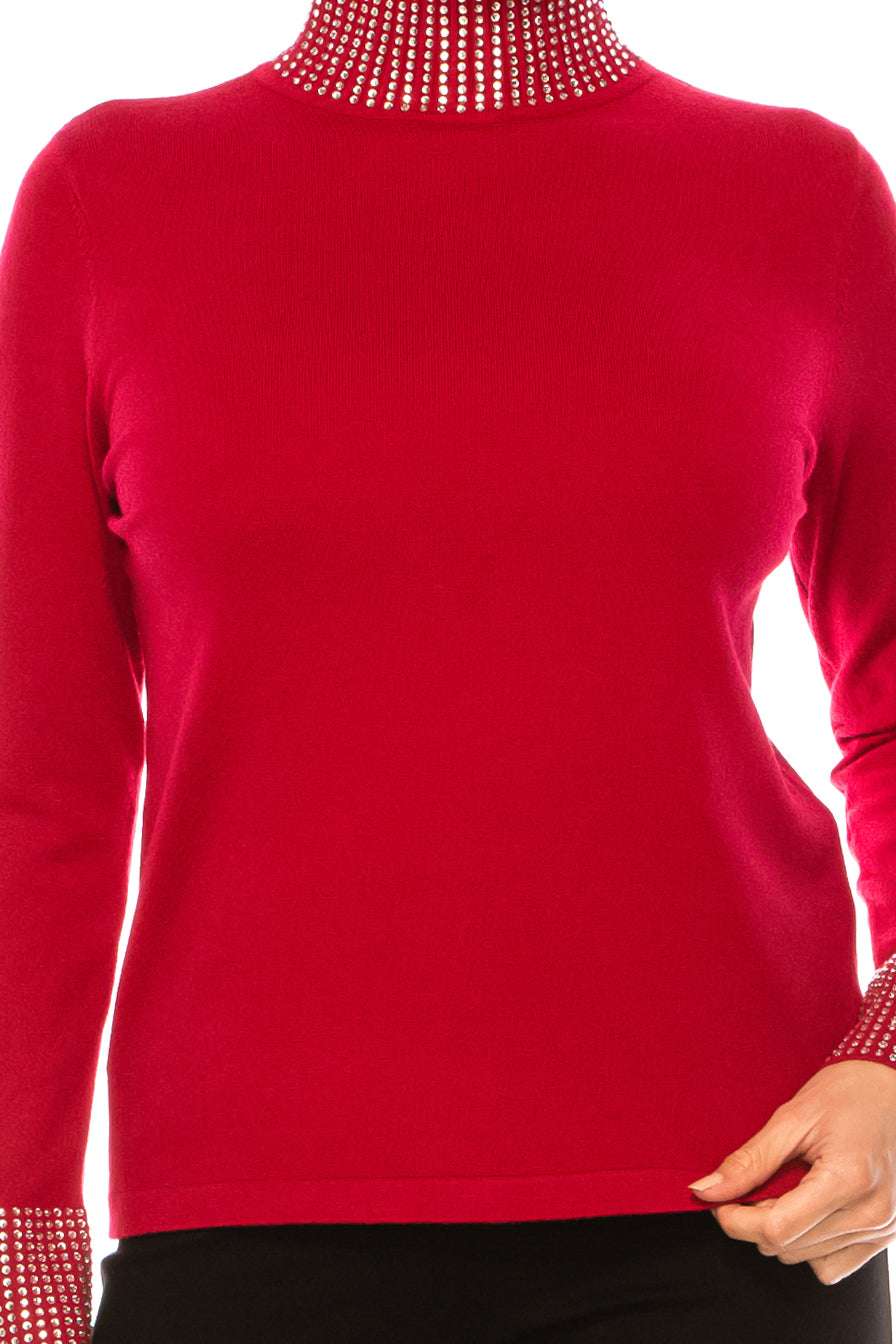 Liv Long Sleeve Rhinestone Turtleneck Sweater