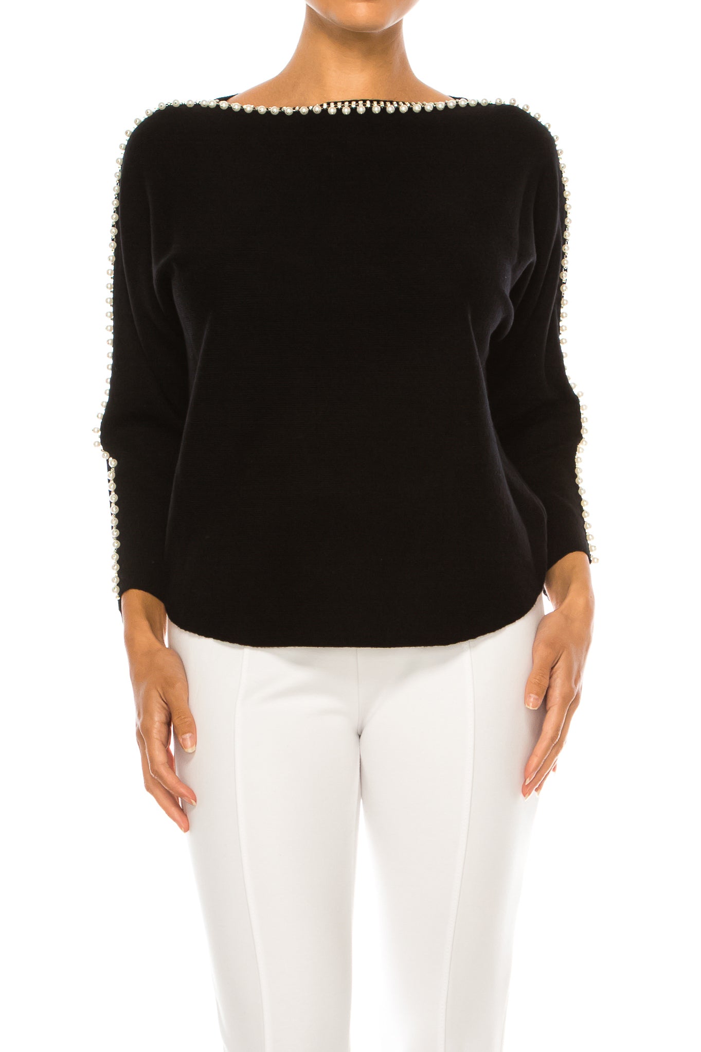 Liv Rhinestone Pearl Long Sleeve Pullover Sweater