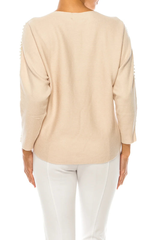 Liv Rhinestone Pearl Long Sleeve Pullover Sweater