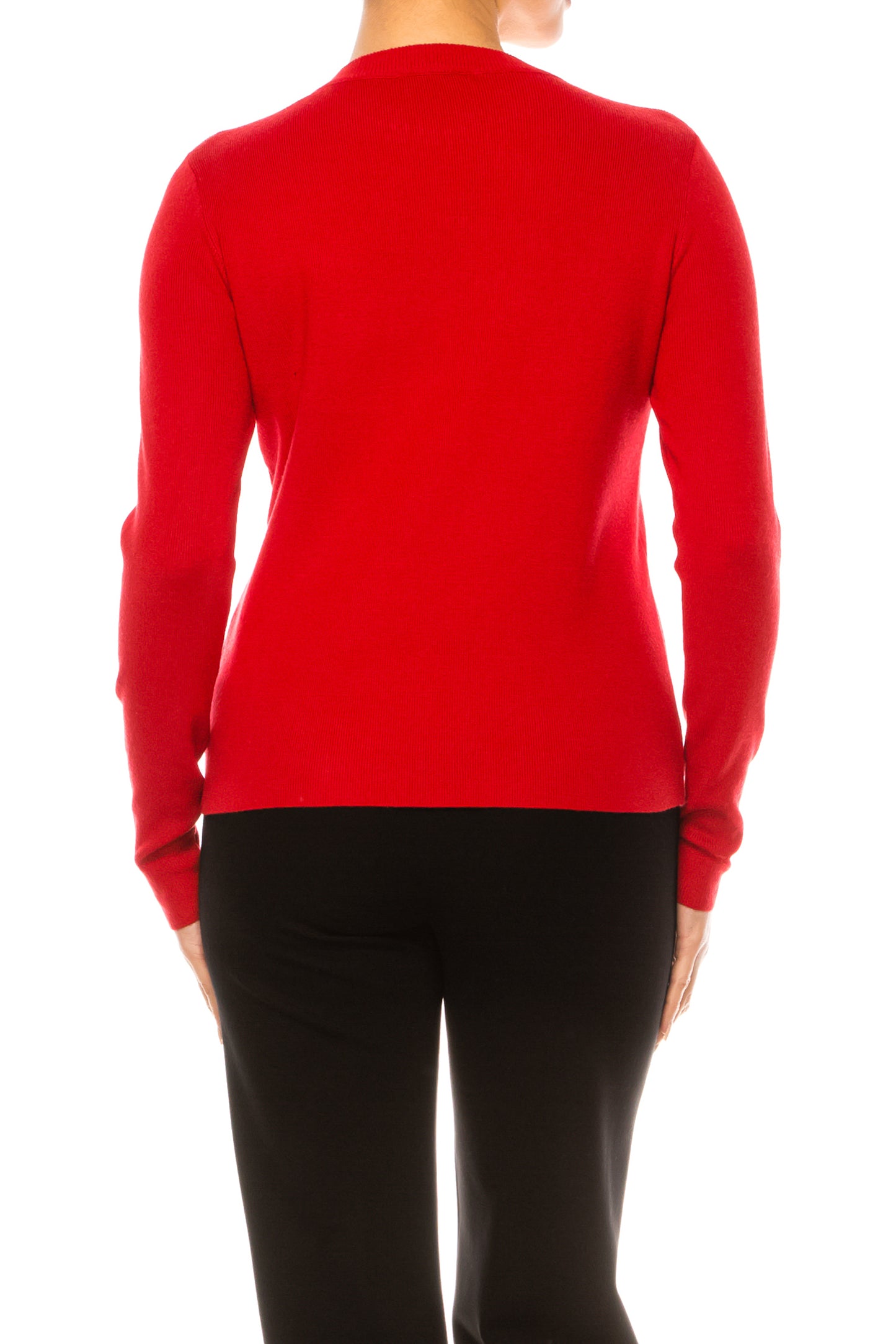 Liv Rhinestone Neck Long Sleeve Pullover Sweater