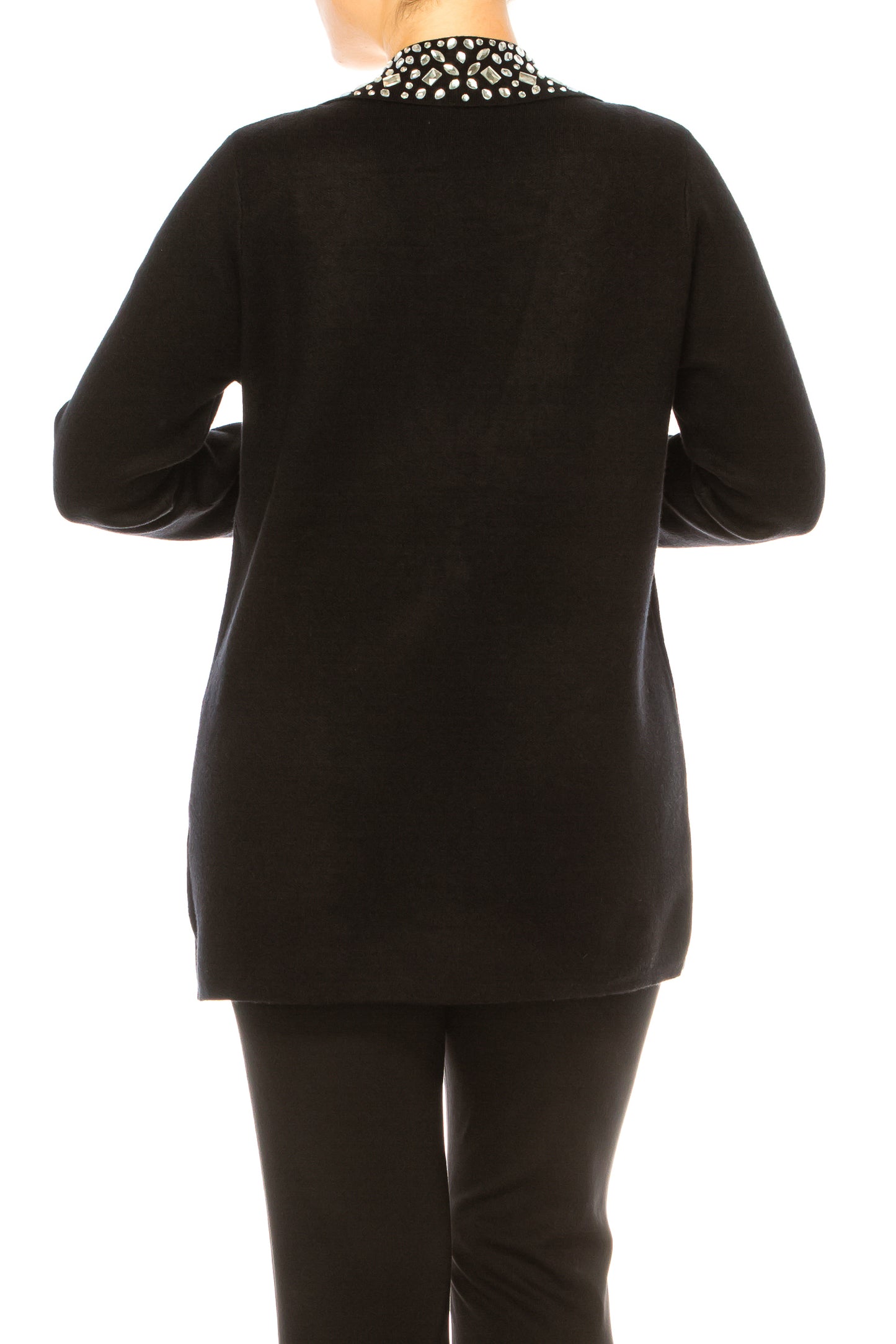 Sioni Rhinestone Collar Sweater Cardigan Blazer