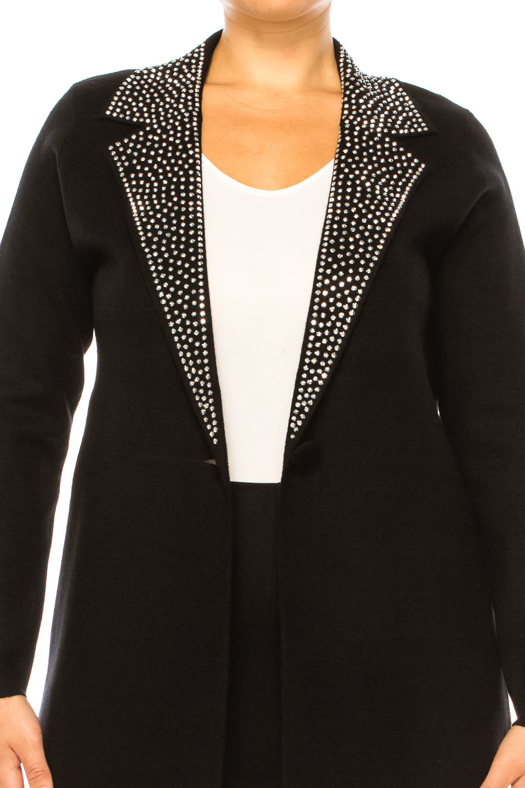 Sioni Studded Collar Cardigan Sweater Blazer