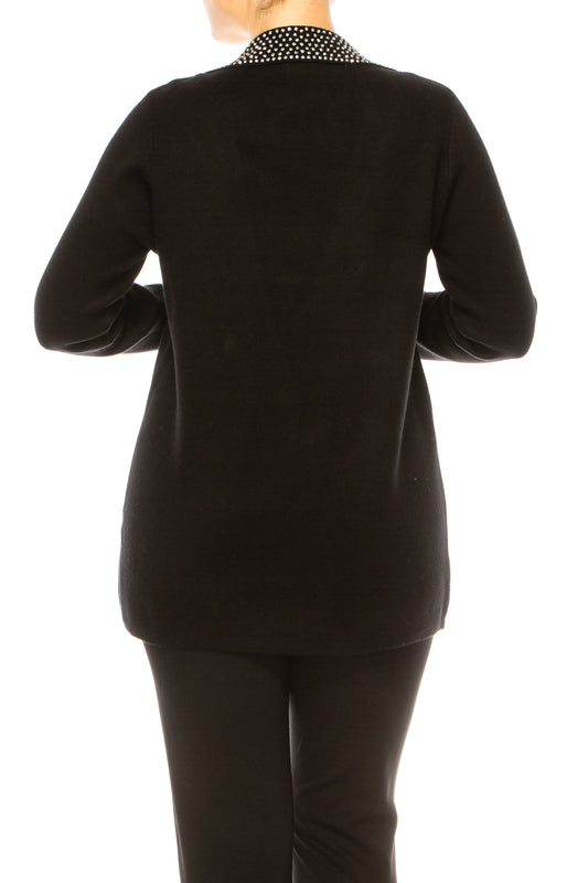 Sioni Studded Collar Cardigan Sweater Blazer