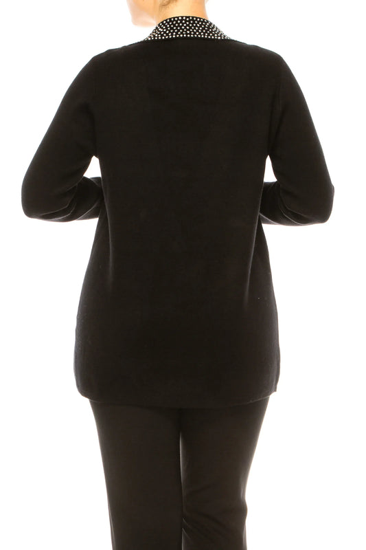 Sioni Studded Collar Cardigan Sweater Blazer
