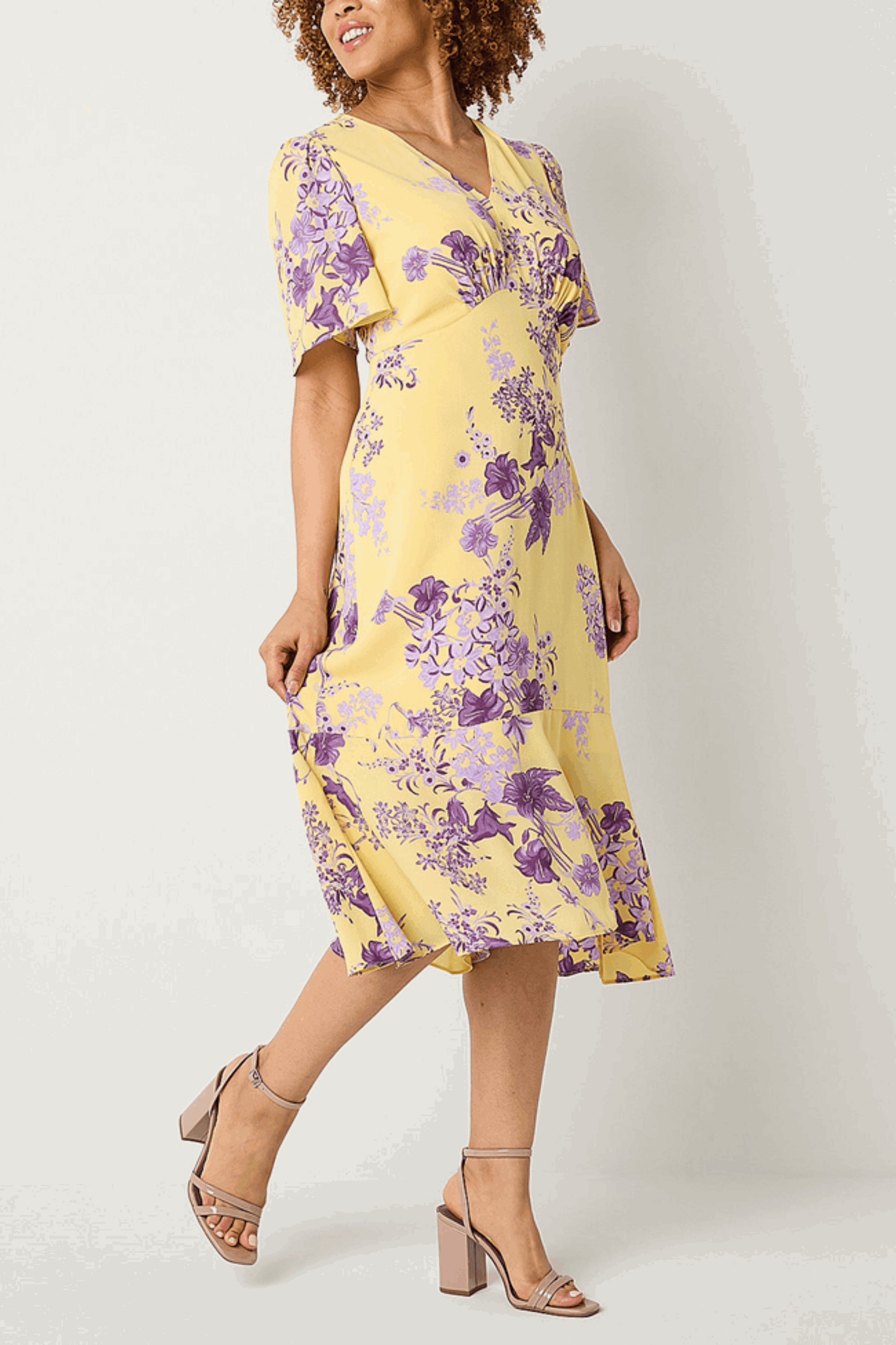 Liz Claiborne Short Sleeve Floral A-Line Dress