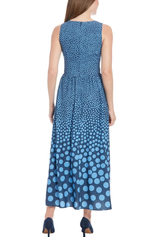 London Times Polkadot Sleeveless Midi Dress