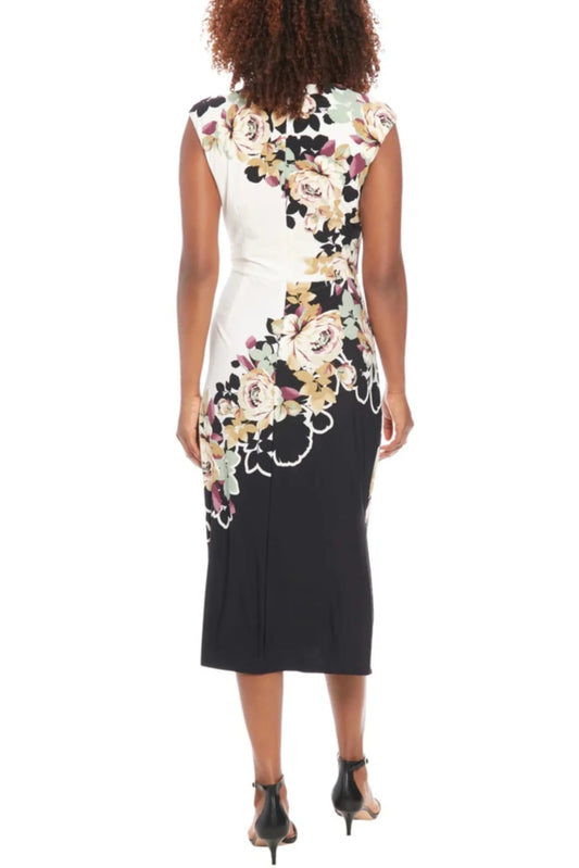 London Times Flower Print Sheath Midi Dress (PETITE)